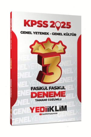 Yediiklim Yayınları 2025 KPSS Genel Yetenek Genel Kültür Tamamı Çözümlü Fasikül Fasikül 3 Yıldız Deneme - Görsel 1